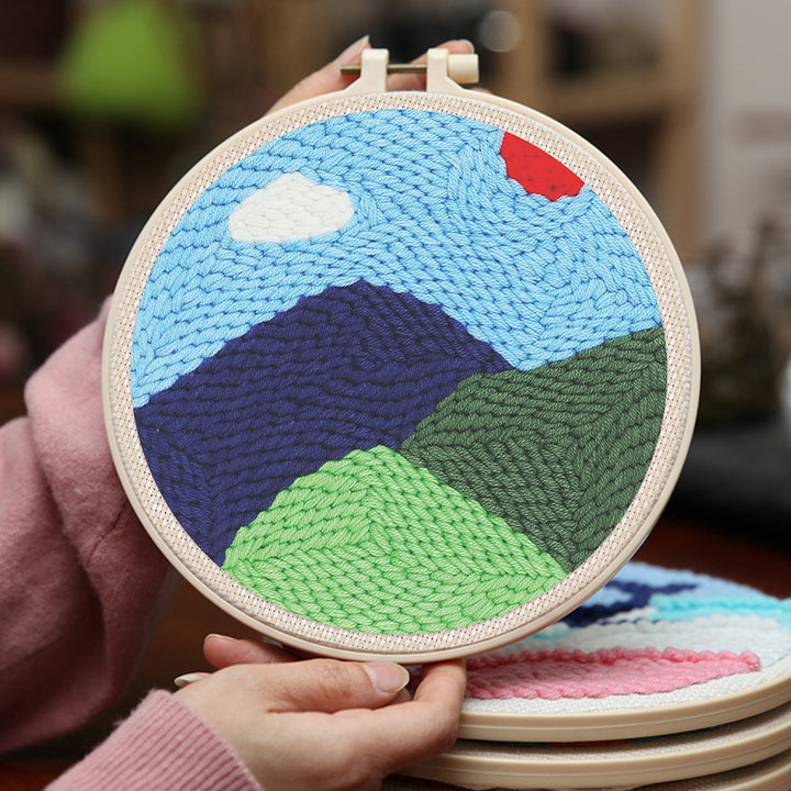 Three-tier Mountain Punch Needle Embroidery Kits