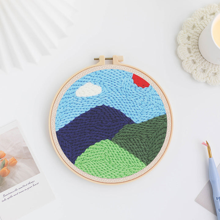 Three-tier Mountain Punch Needle Embroidery Kits