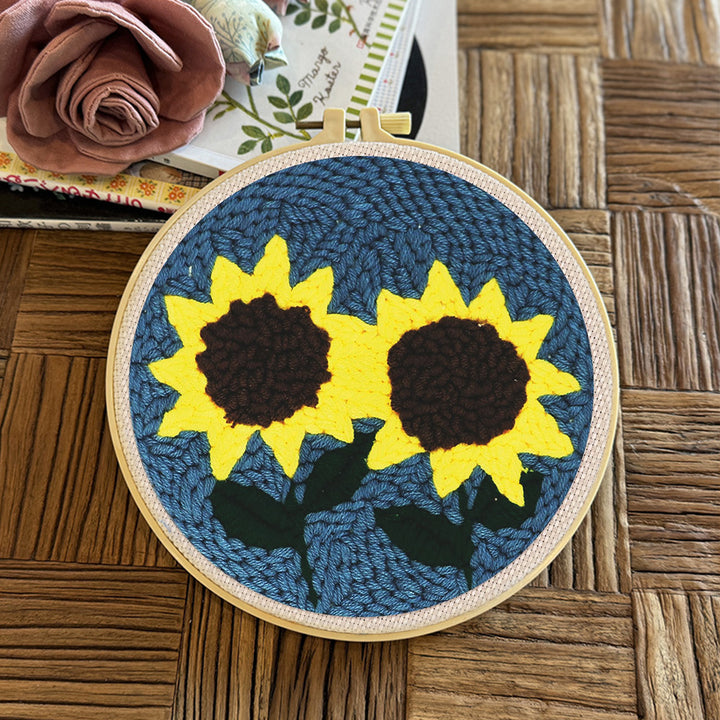 Two Sunflowers Punch Needle Embroidery Kits