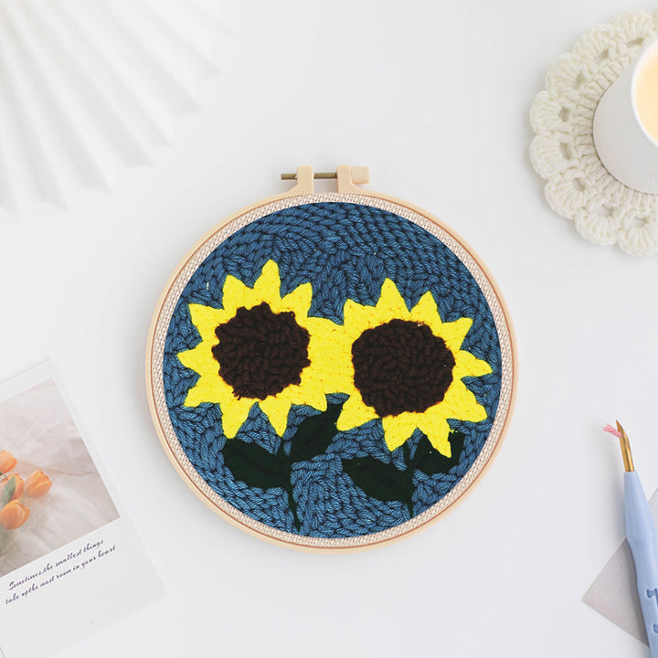 Two Sunflowers Punch Needle Embroidery Kits