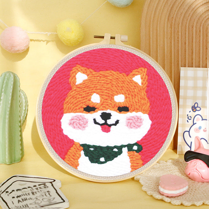 Happy Shiba Inu Punch Needle Embroidery Kits