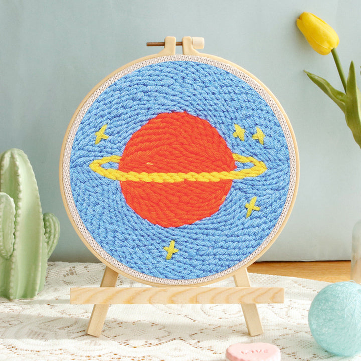 Orange Planet Punch Needle Embroidery Kits