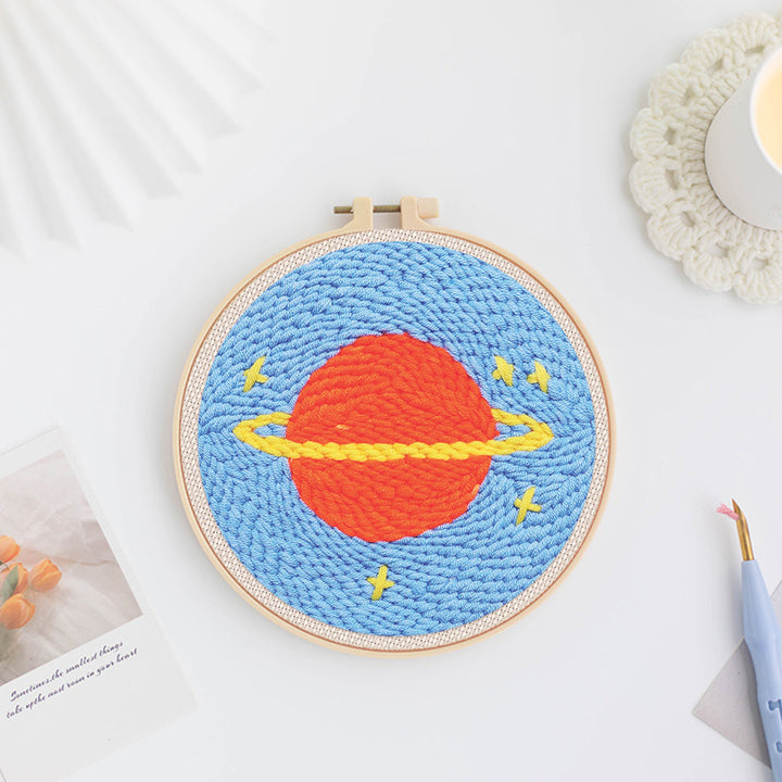 Orange Planet Punch Needle Embroidery Kits