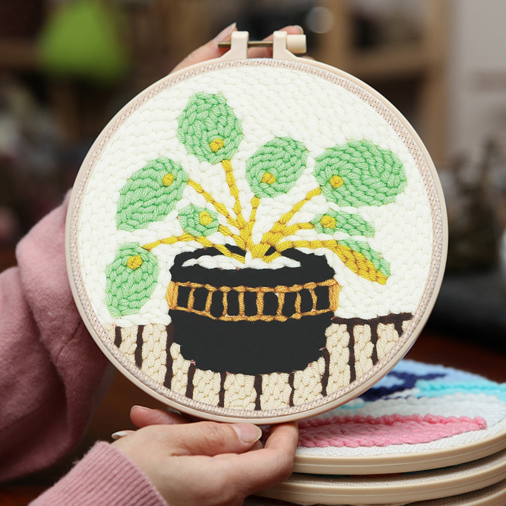 Green Plants Punch Needle Embroidery Kits