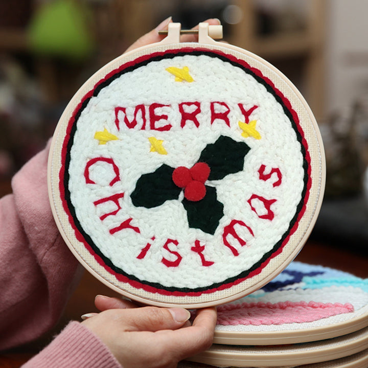 Merry Christmas Punch Needle Embroidery Kits