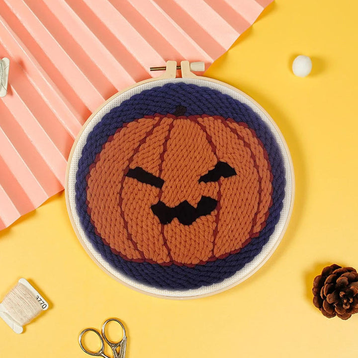 Funny Pumpkin Punch Needle Embroidery Kits