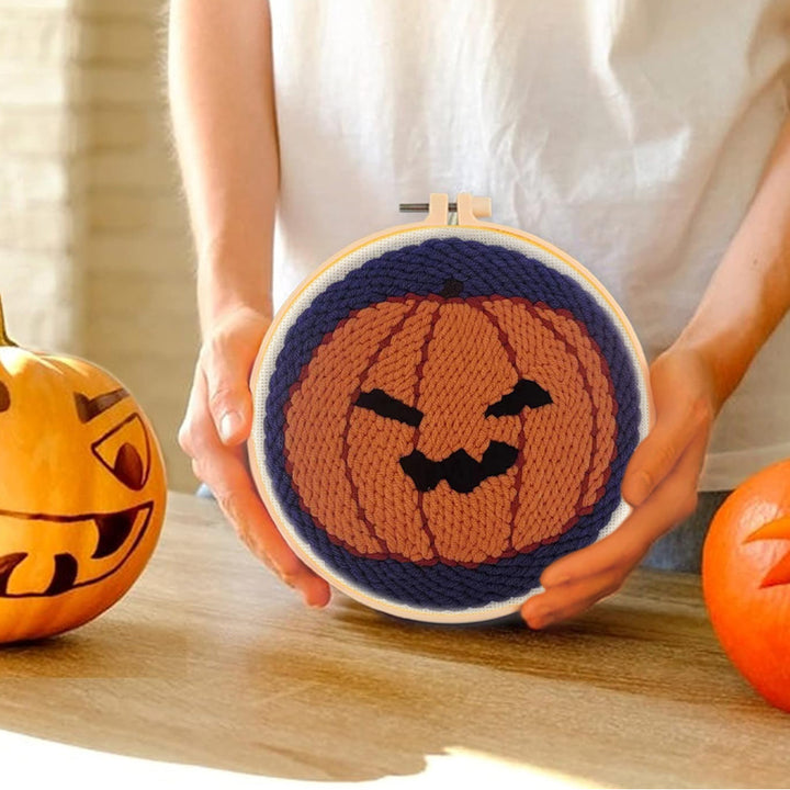 Funny Pumpkin Punch Needle Embroidery Kits