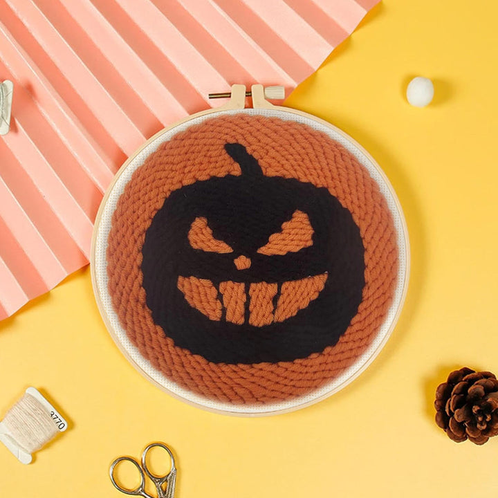 Ghost Face Pumpkin Punch Needle Embroidery Kits