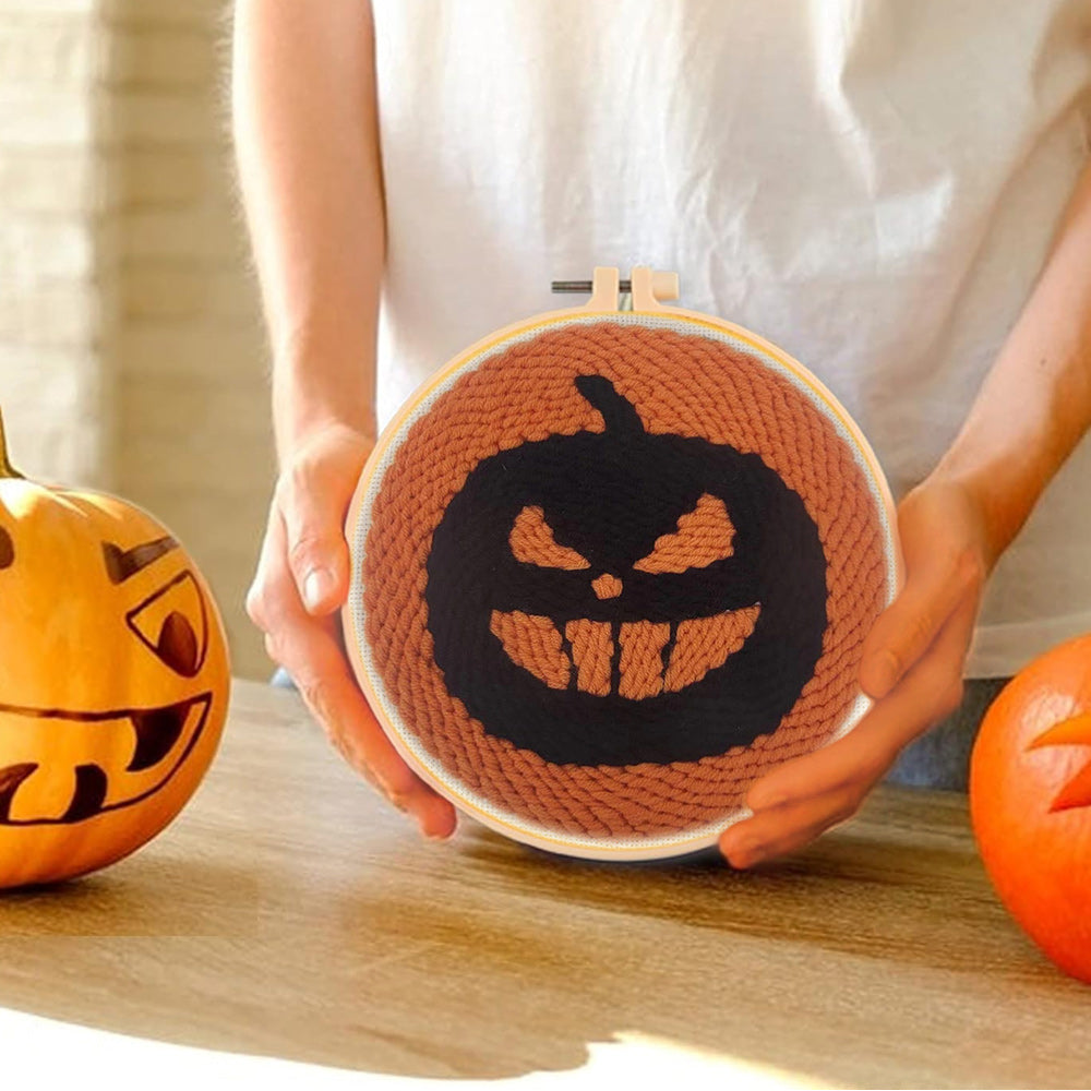 Ghost Face Pumpkin Punch Needle Embroidery Kits