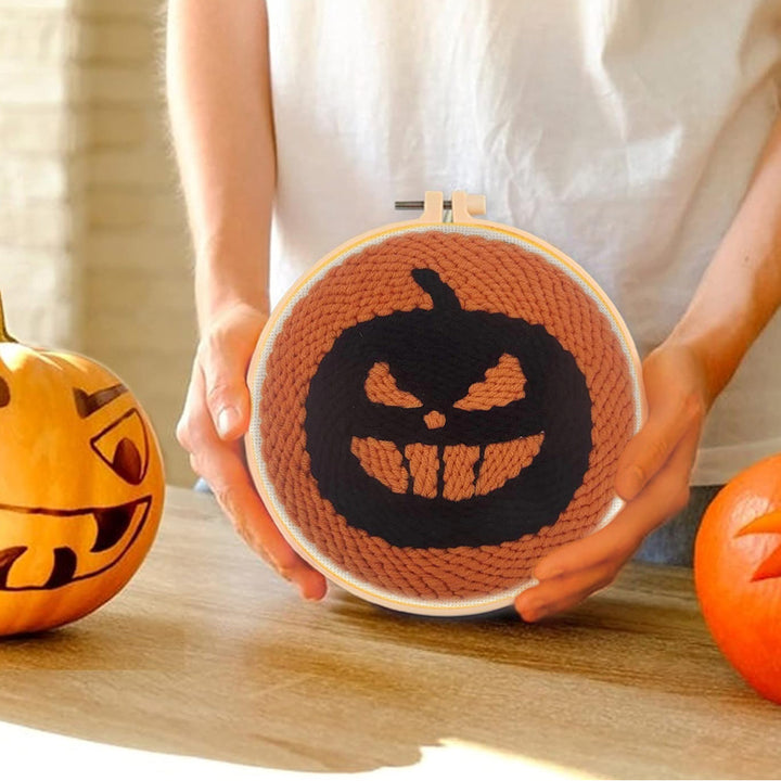 Ghost Face Pumpkin Punch Needle Embroidery Kits