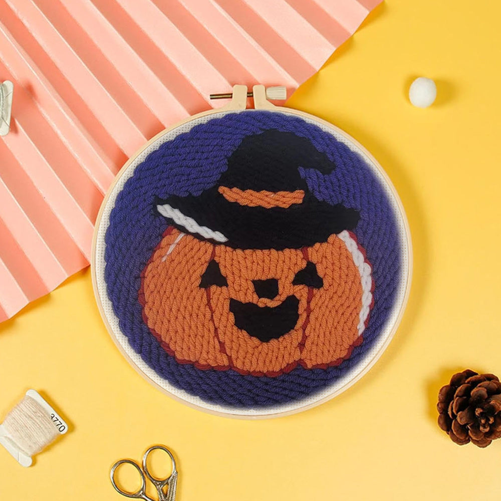 Wizard Pumpkin Punch Needle Embroidery Kits