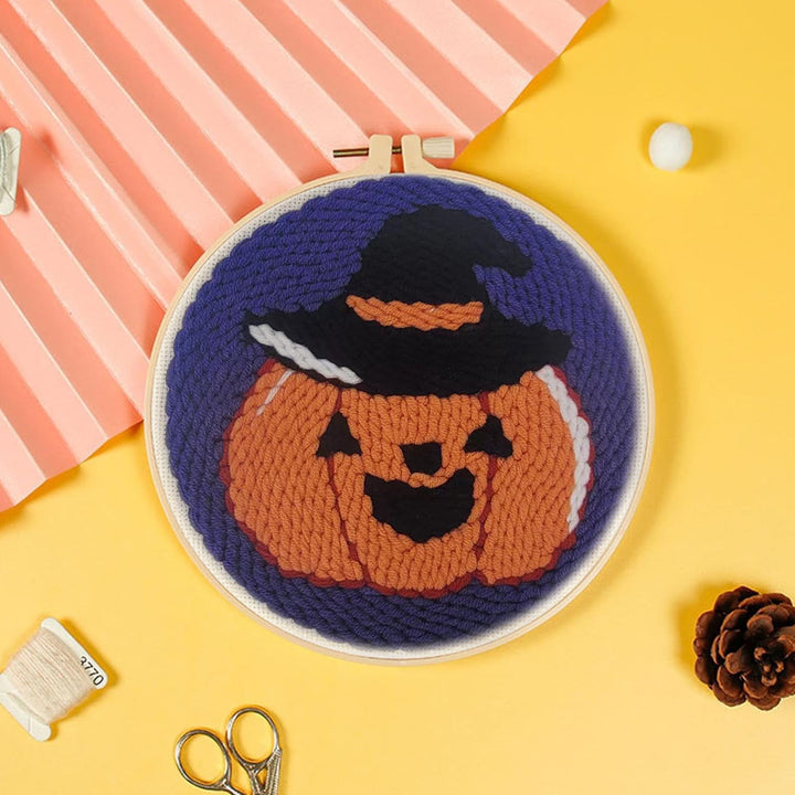 Wizard Pumpkin Punch Needle Embroidery Kits