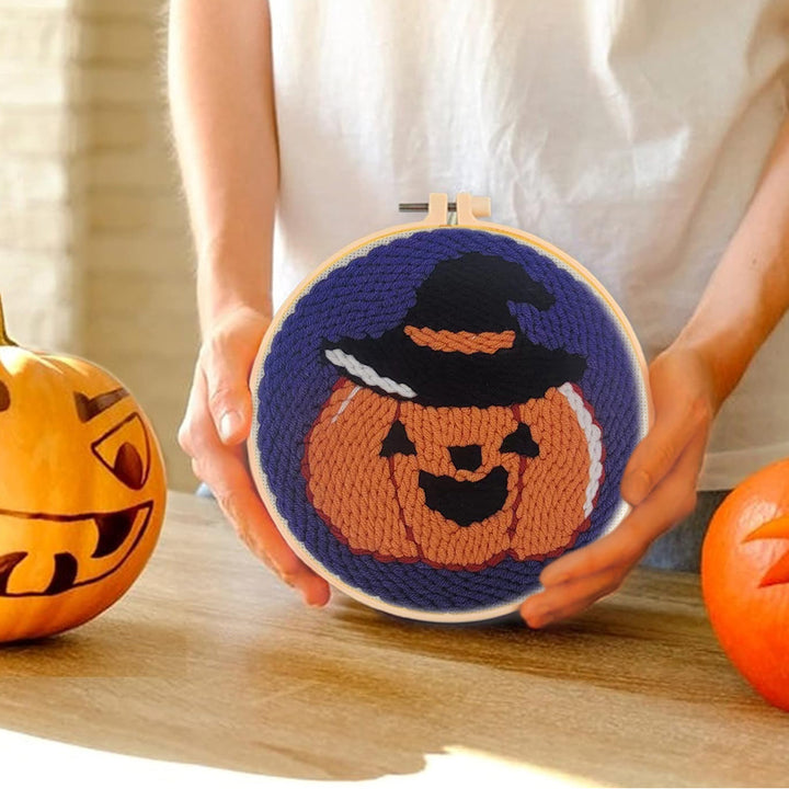 Wizard Pumpkin Punch Needle Embroidery Kits