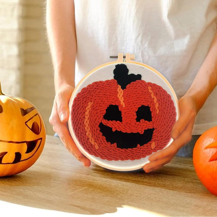 Funny Pumpkin Punch Needle Embroidery Kits
