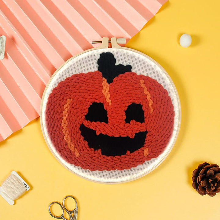 Funny Pumpkin Punch Needle Embroidery Kits