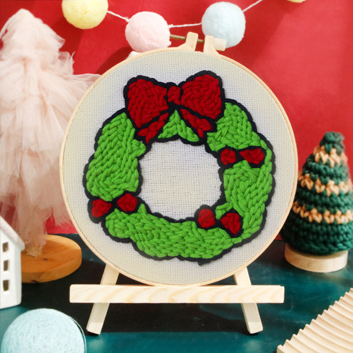 Christmas Wreath Punch Needle Embroidery Kits