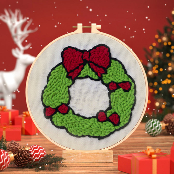 Christmas Wreath Punch Needle Embroidery Kits