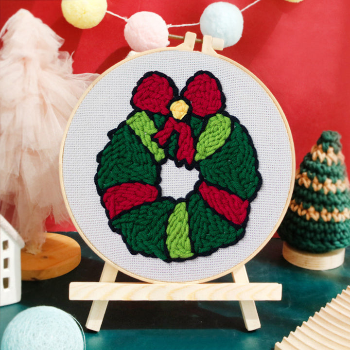 Christmas Wreath Punch Needle Embroidery Kits