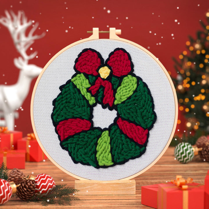 Christmas Wreath Punch Needle Embroidery Kits