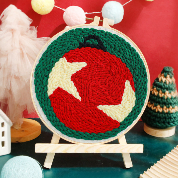 Christmas Red Ball Punch Needle Embroidery Kits