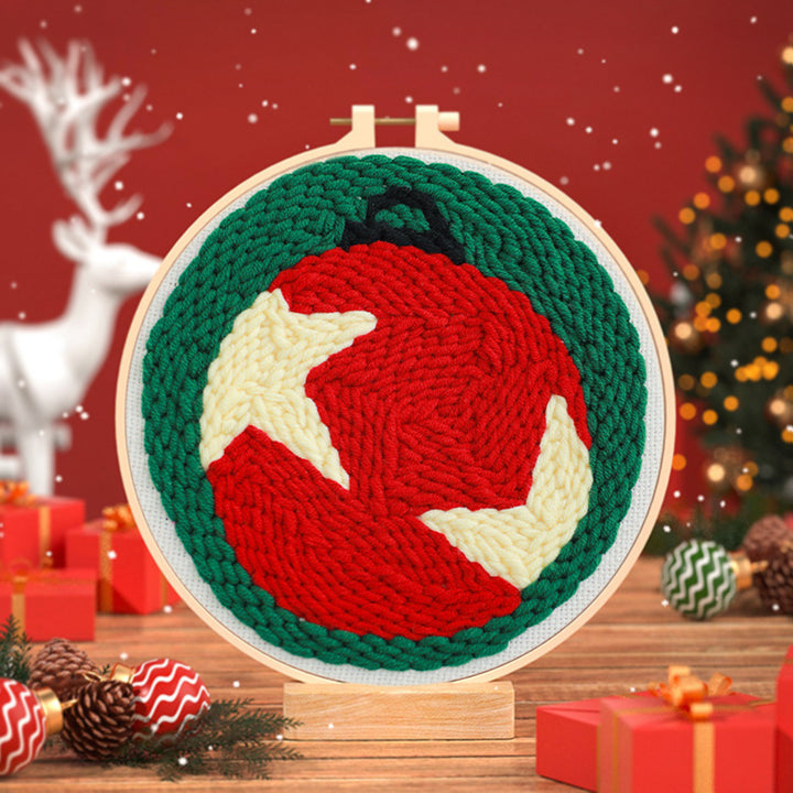 Christmas Red Ball Punch Needle Embroidery Kits