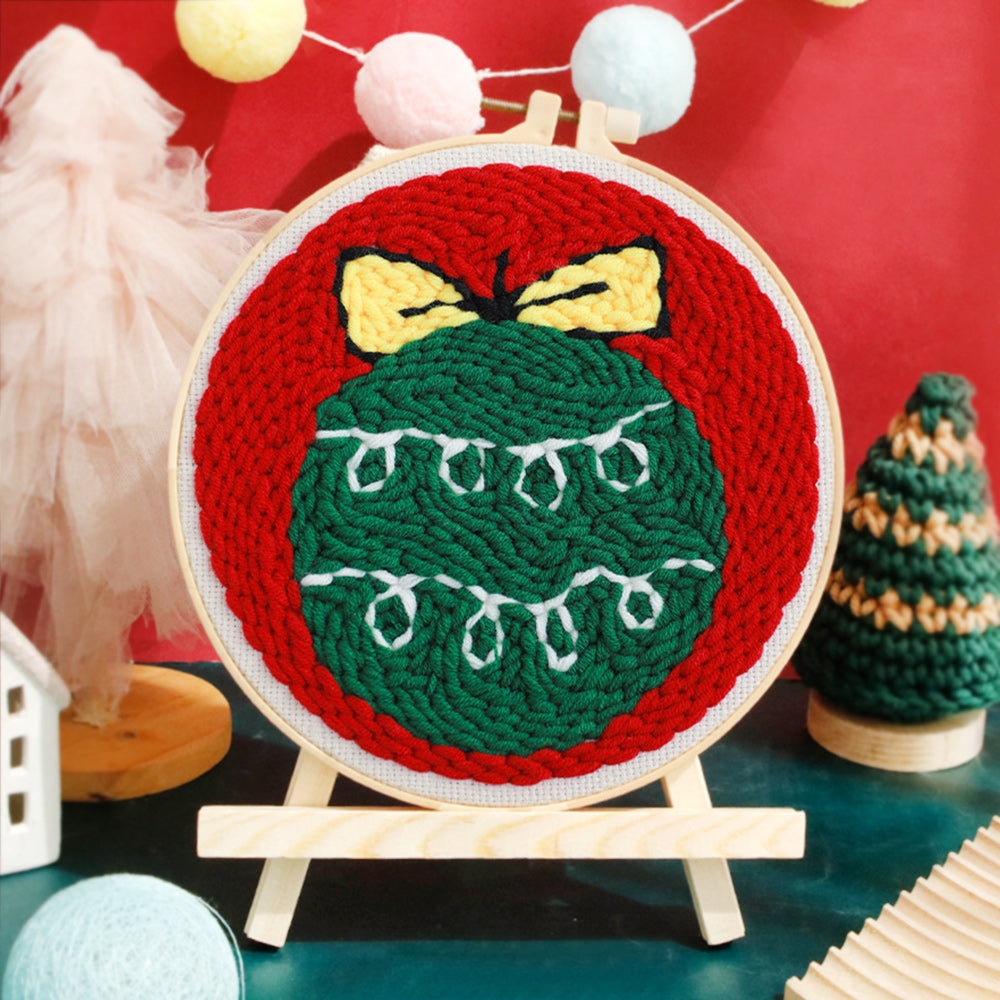 Christmas Green Ball Punch Needle Embroidery Kits