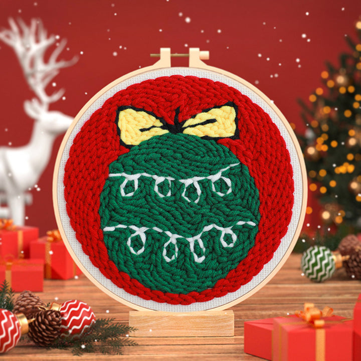 Christmas Green Ball Punch Needle Embroidery Kits