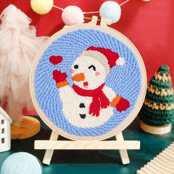Happy Snowman Punch Needle Embroidery Kits