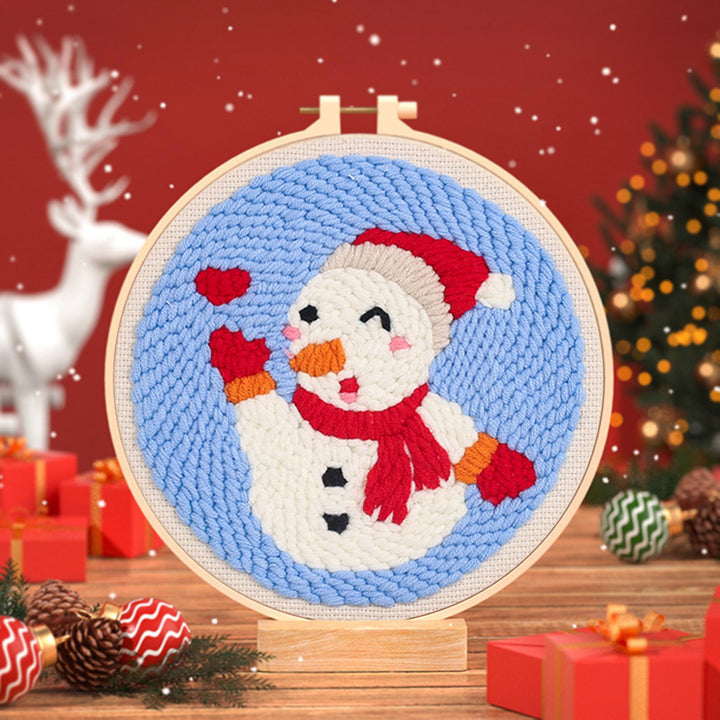 Happy Snowman Punch Needle Embroidery Kits