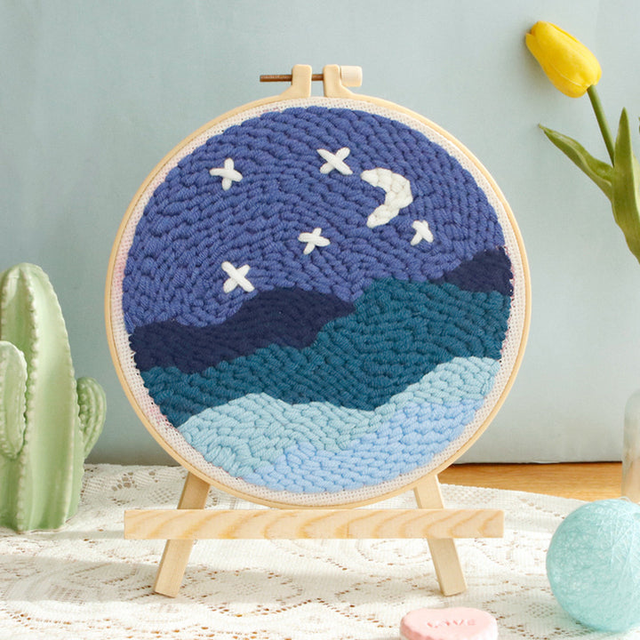 Mountain Night Moon Punch Needle Embroidery Kits