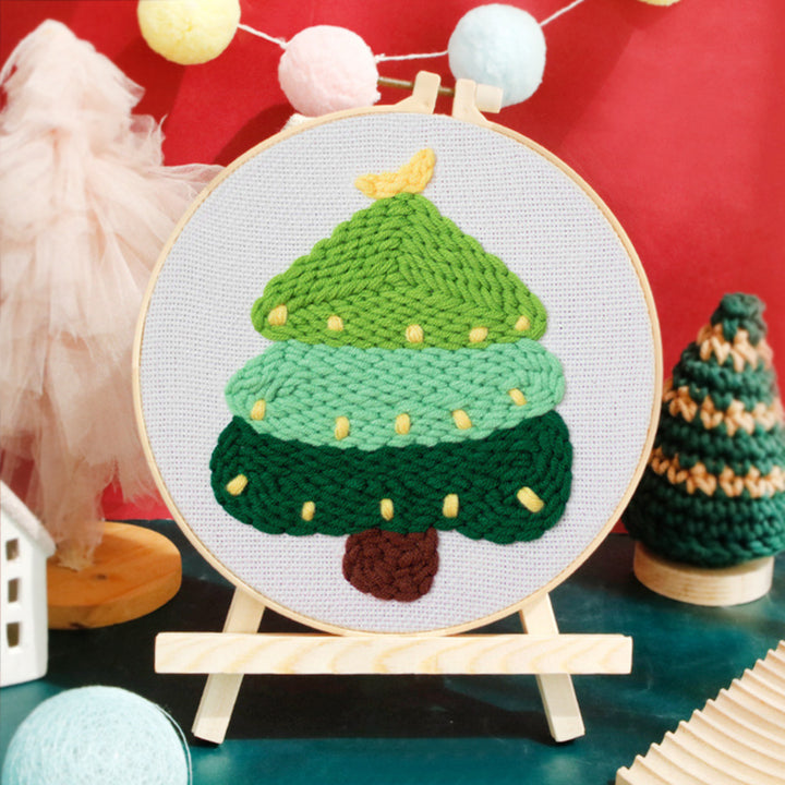 Small Christmas Tree Punch Needle Embroidery Kits