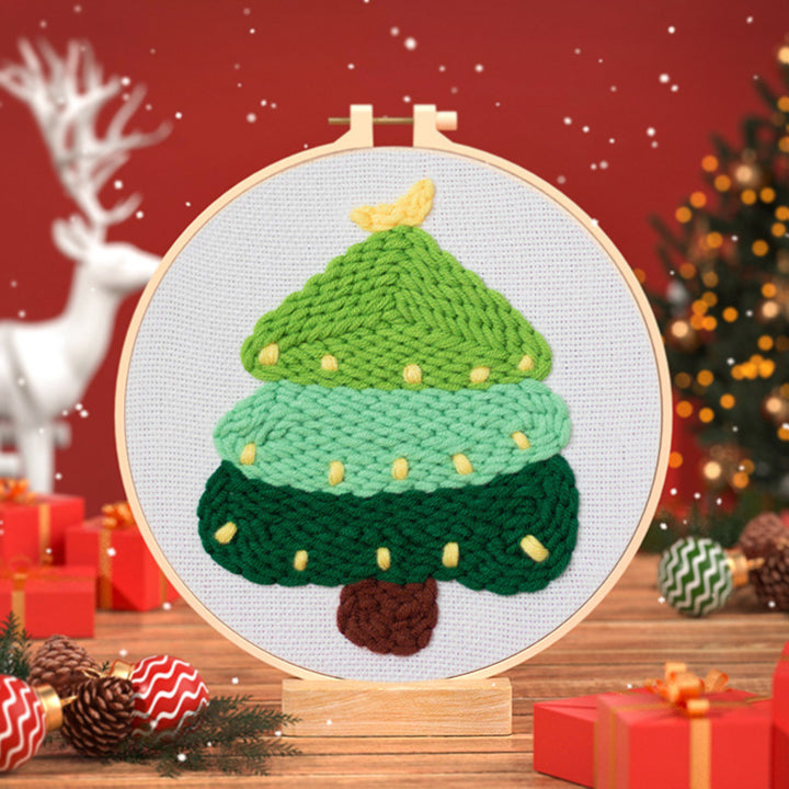 Small Christmas Tree Punch Needle Embroidery Kits