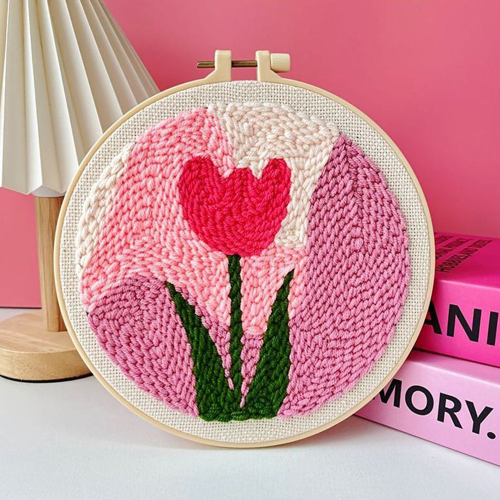 Pink Tulips Punch Needle Embroidery Kits