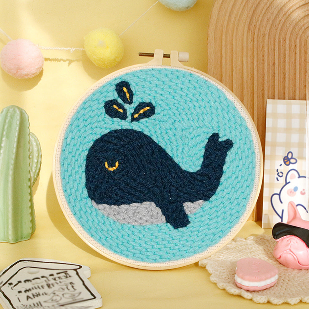 Spouting Whale Punch Needle Embroidery Kits