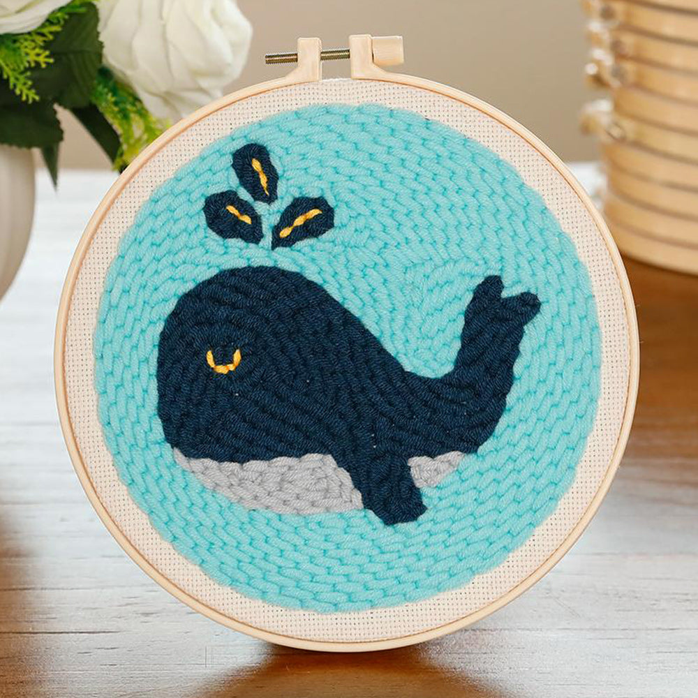Spouting Whale Punch Needle Embroidery Kits