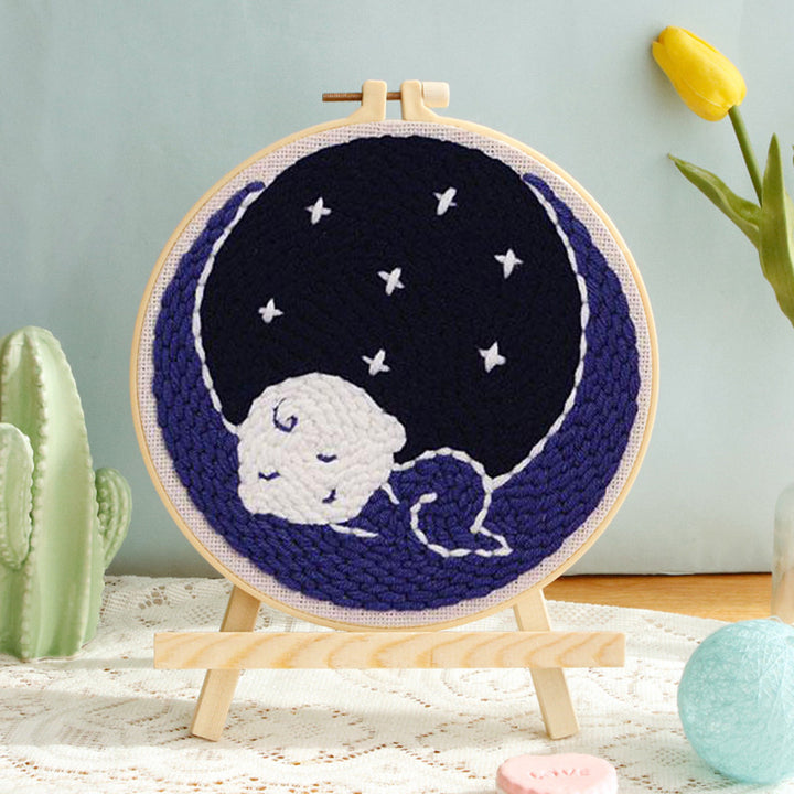 Sleeping in the Moon Punch Needle Embroidery Kits