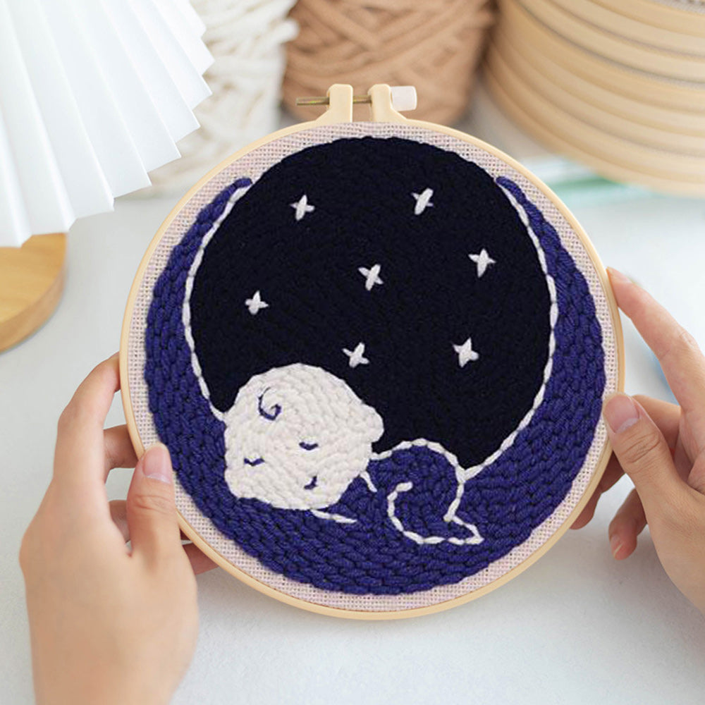 Sleeping in the Moon Punch Needle Embroidery Kits