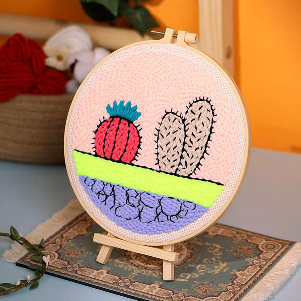 Cartoon Cactus Punch Needle Embroidery Kits