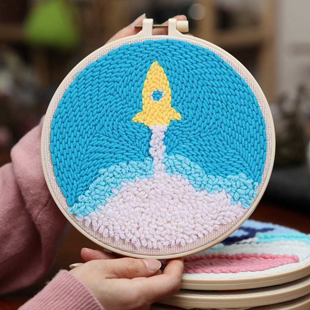 Rocket Launch Punch Needle Embroidery Kits