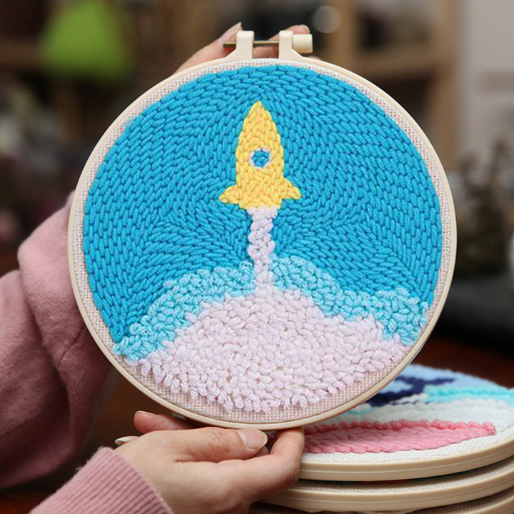 Rocket Launch Punch Needle Embroidery Kits