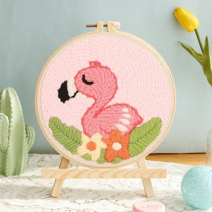 Cartoon Flamingo Punch Needle Embroidery Kits