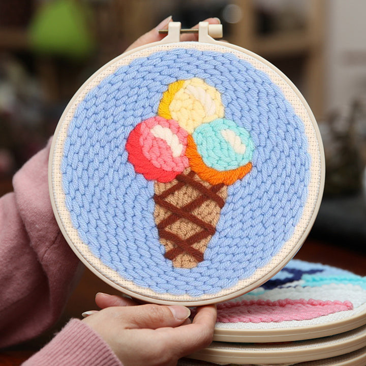 Ice Cream Cone Punch Needle Embroidery Kits