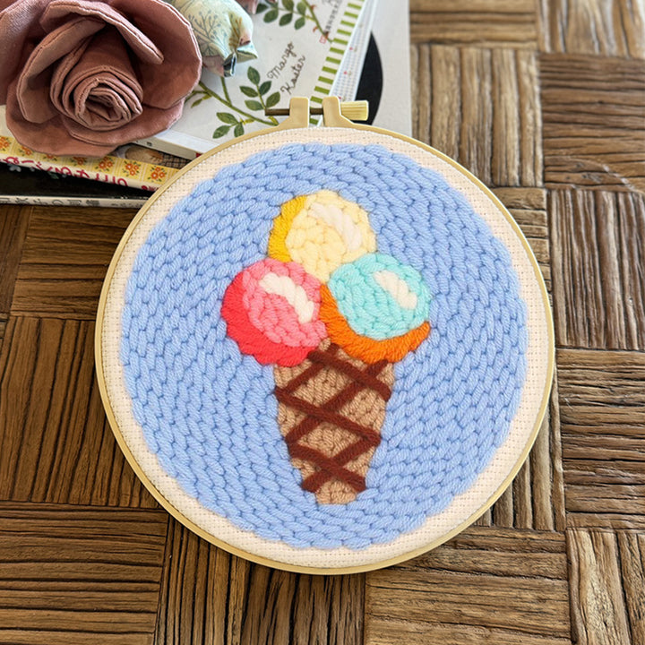 Ice Cream Cone Punch Needle Embroidery Kits