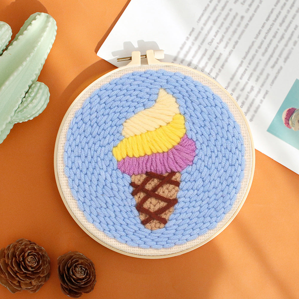 Three-color Ice Cream Punch Needle Embroidery Kits