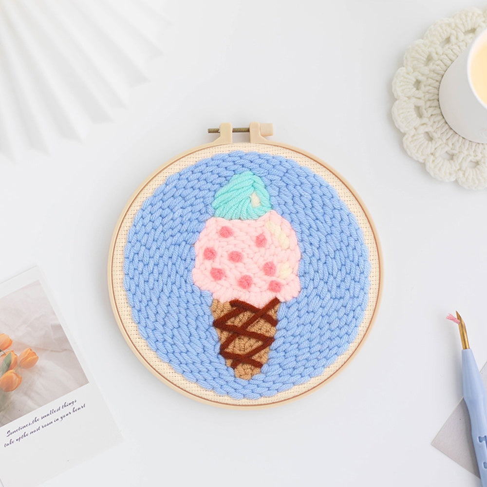 Cute Ice Cream Cone Punch Needle Embroidery Kits
