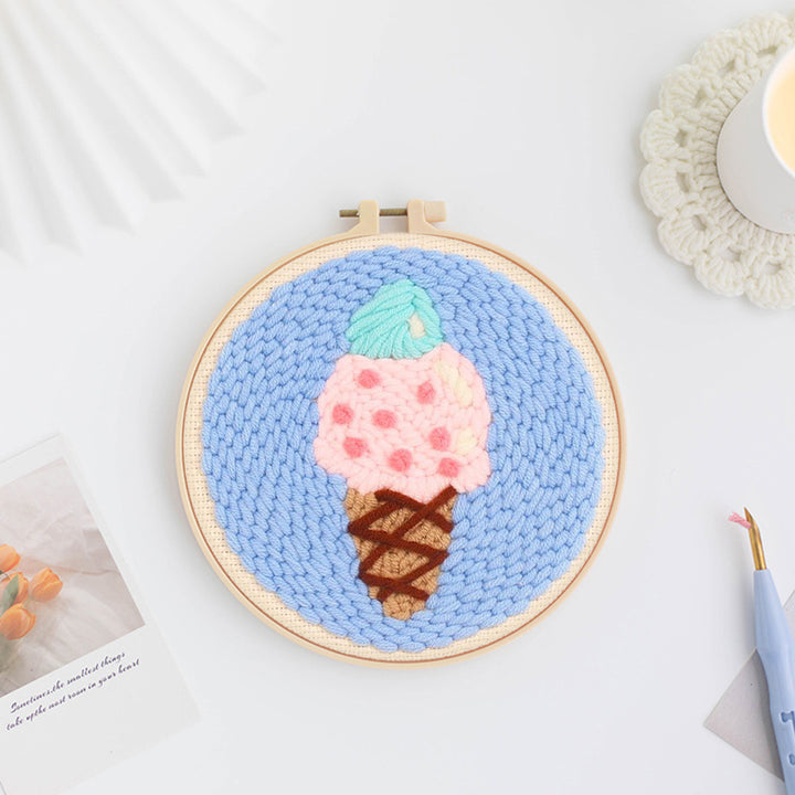 Cute Ice Cream Cone Punch Needle Embroidery Kits