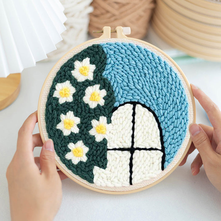 Small Window and Flowers Punch Needle Embroidery Kits