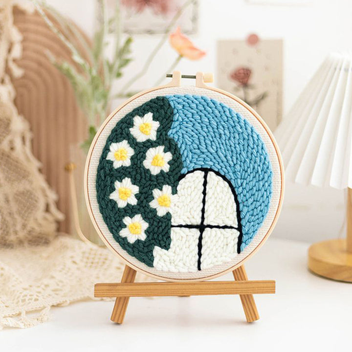 Small Window and Flowers Punch Needle Embroidery Kits
