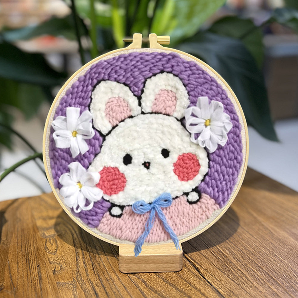 Rabbit and Flower Punch Needle Embroidery Kit