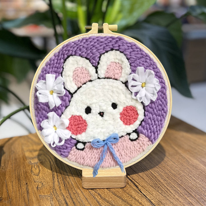 Rabbit and Flower Punch Needle Embroidery Kit